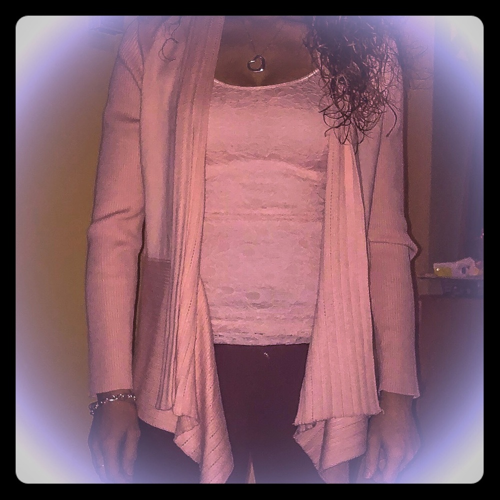 Pink Cardigan & Floral Designed Undershirt